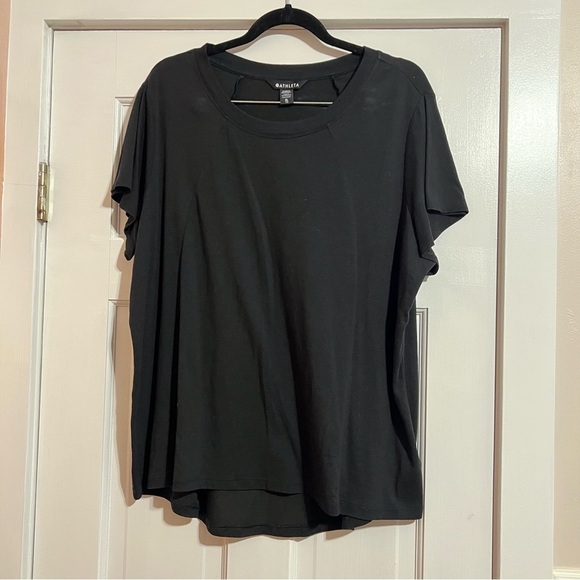 #111 ATHLETA BLACK SKYWAY FLUTTER SLEEVE TEE XL ATHLETIC TOP - Picture 1 of 6